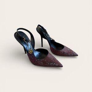 Versace Crystal Embellished Slingback Pumps | Medusa Detail